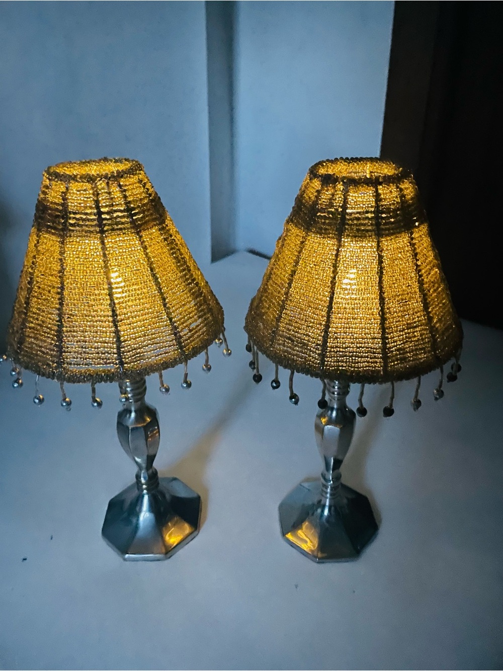 Kohl's Gold Beaded Accent Table Lamps with Beaded Fringe (Pair) Tea Lite Holders